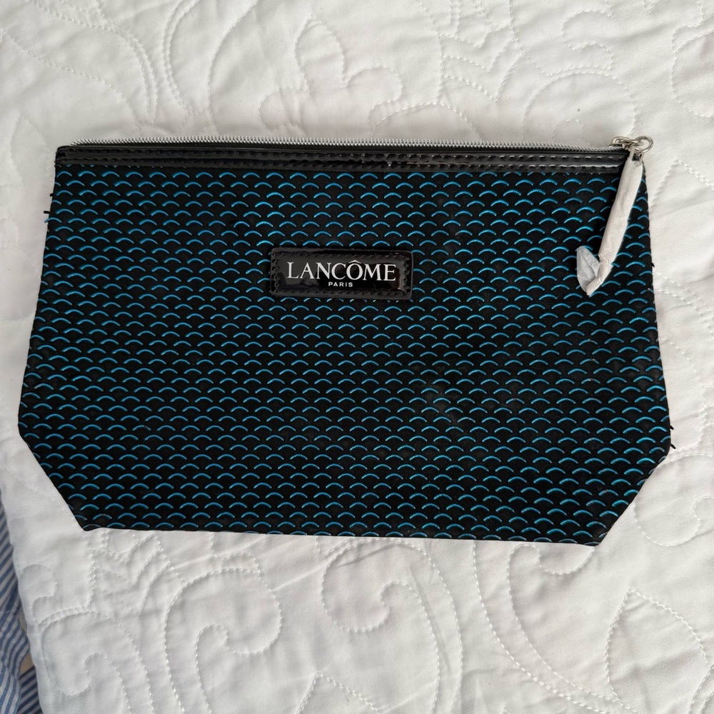 Lancôme Signature Black with Blue Cosmetic Makeup Tavel Clutch Bag New